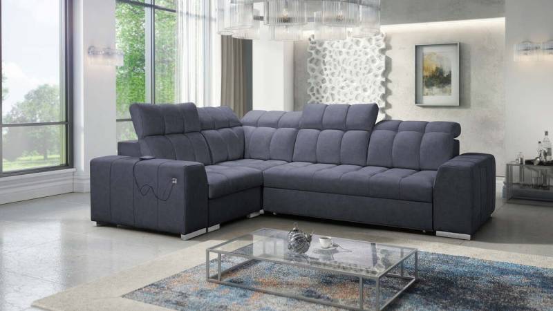 Best for Home Ecksofa KATTY II mit Schlaffunktion und Bettzeugbehältern, hat 5 verstellbare Kopfstützen und einen USB-Anschluss von Best for Home