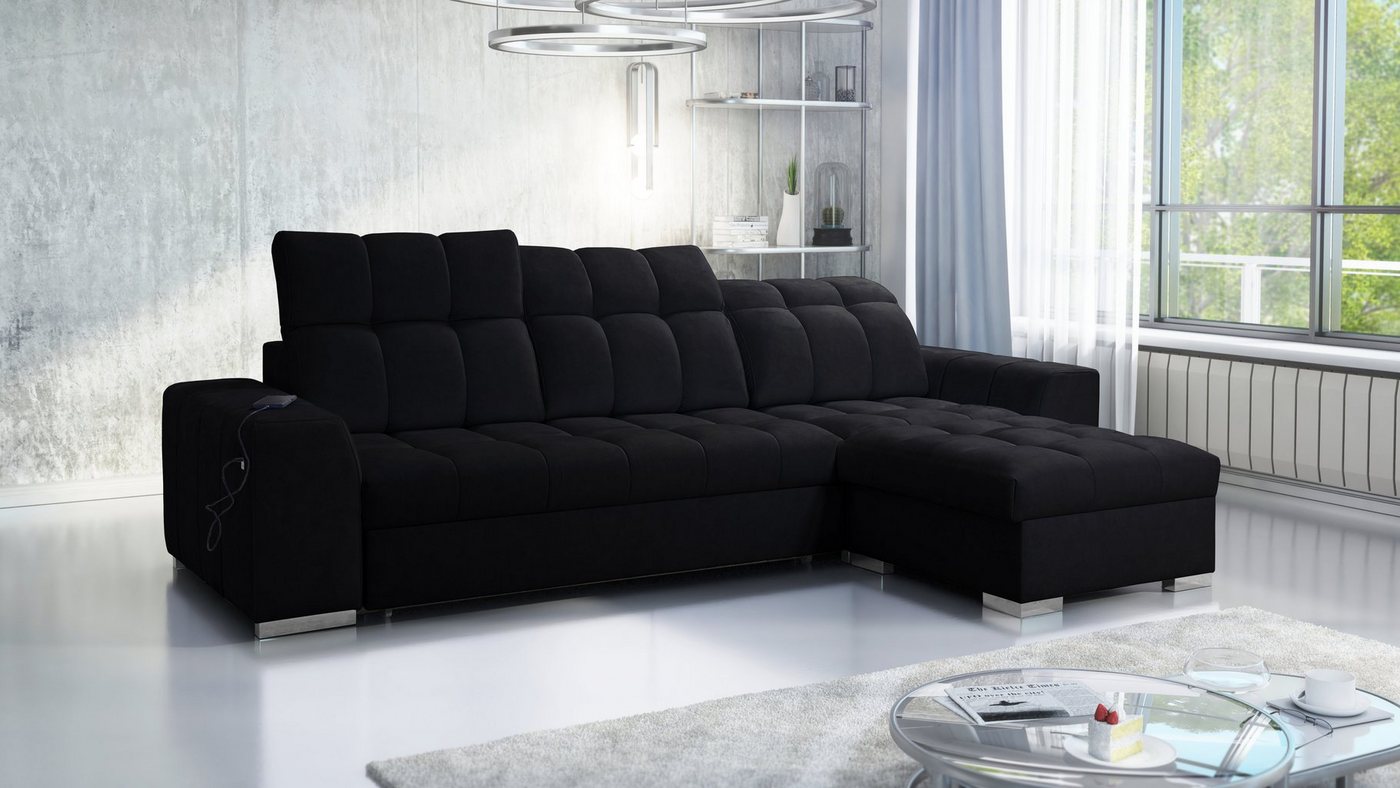 Best for Home Ecksofa PATTY I mit Schlaffunktion und Bettzeugbehältern, hat einen beweglichen Einsatz und einen USB-Anschluss von Best for Home