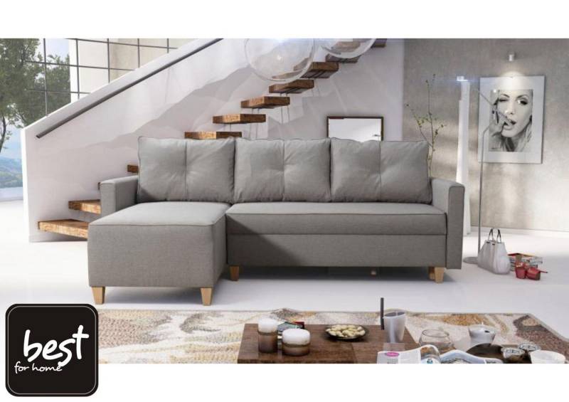 Best for Home Ecksofa Wilma I Ecksofa – Schlafsofa mit Bettkasten in linker Ausführung von Best for Home