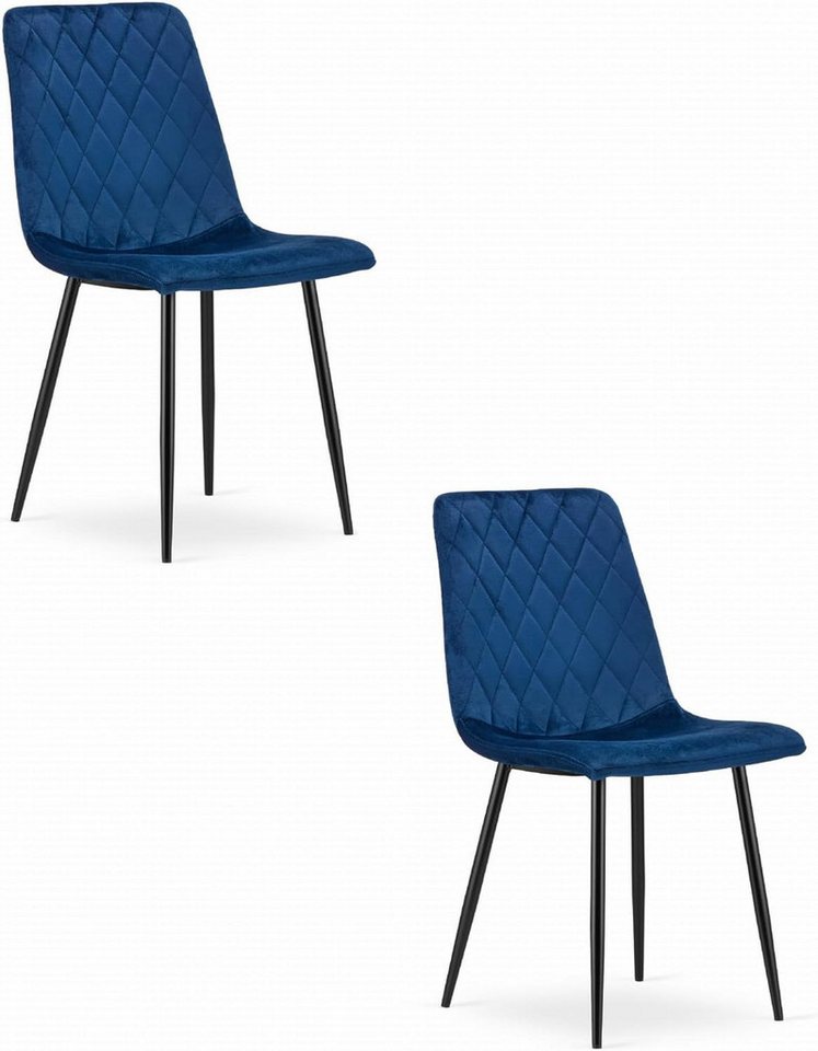 Best for Home Esszimmerstuhl Bequemer Velours-Esszimmerstuhl marineblau, Metallbeine, 2er-Set von Best for Home