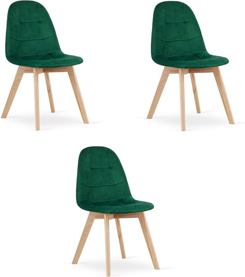 Best for Home Esszimmerstuhl Best For Home – BORA Ergonomischer Samt-Essstuhl mit Holzbeinen von Best for Home