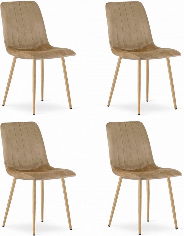 Best for Home Esszimmerstuhl Best For Home– Elegante Samtstühle mit Metallbeinen in Holzoptik von Best for Home