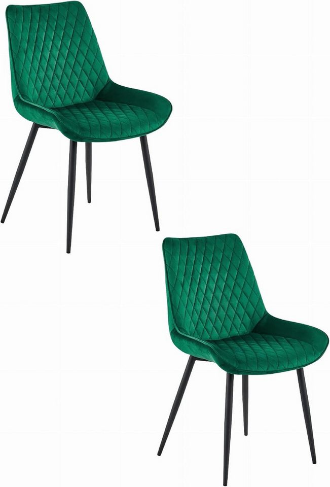 Best for Home Esszimmerstuhl VERDO Stuhl Dunkelgrün Veloursitz mit schwarzen Metallbeinen 2er-Set Best for Home Esszimmerstuhl VERDO Stuhl Dunkelgrün Veloursitz mit schwarzen Metallbeinen 2er-Set von Best for Home