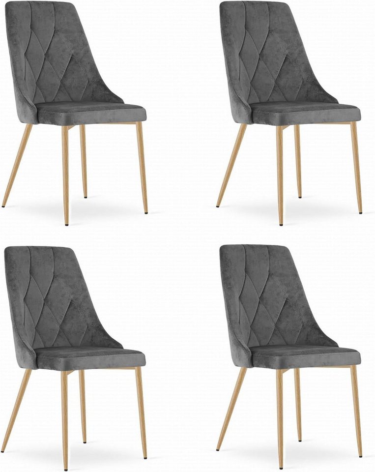 Best for Home Esszimmerstuhl IMOLA Samtstuhl mit Holzoptik-Beinen – modern & ergonomisch 4er-Set von Best for Home