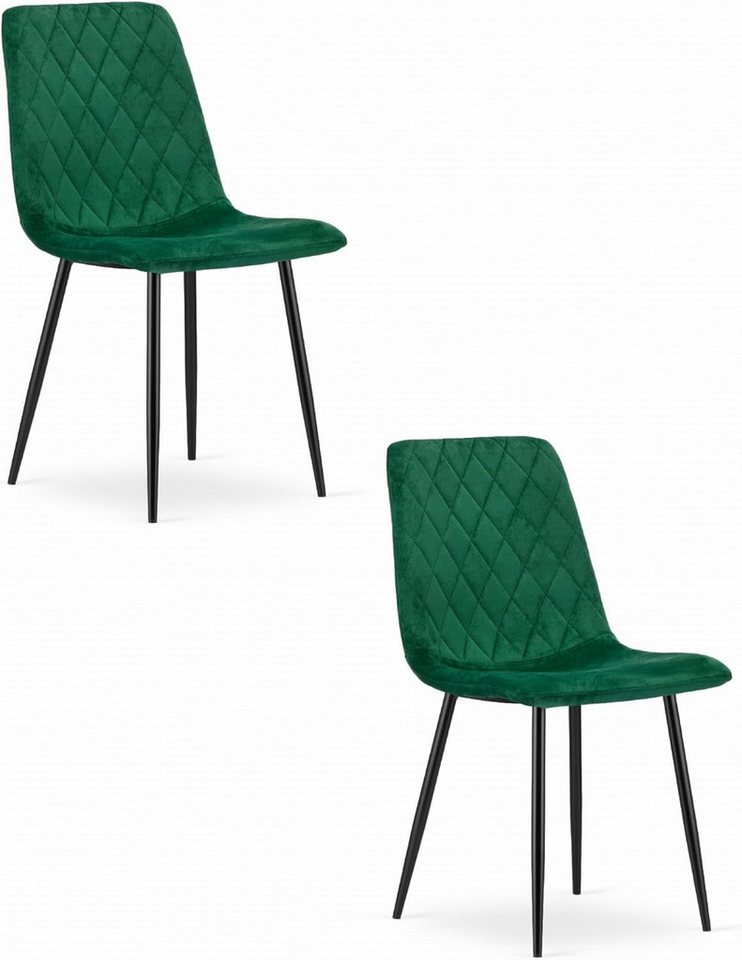 Best for Home Esszimmerstuhl Velours-Esszimmerstuhl dunkelgrün, ergonomisch, Metallbeine, 2er-Set von Best for Home