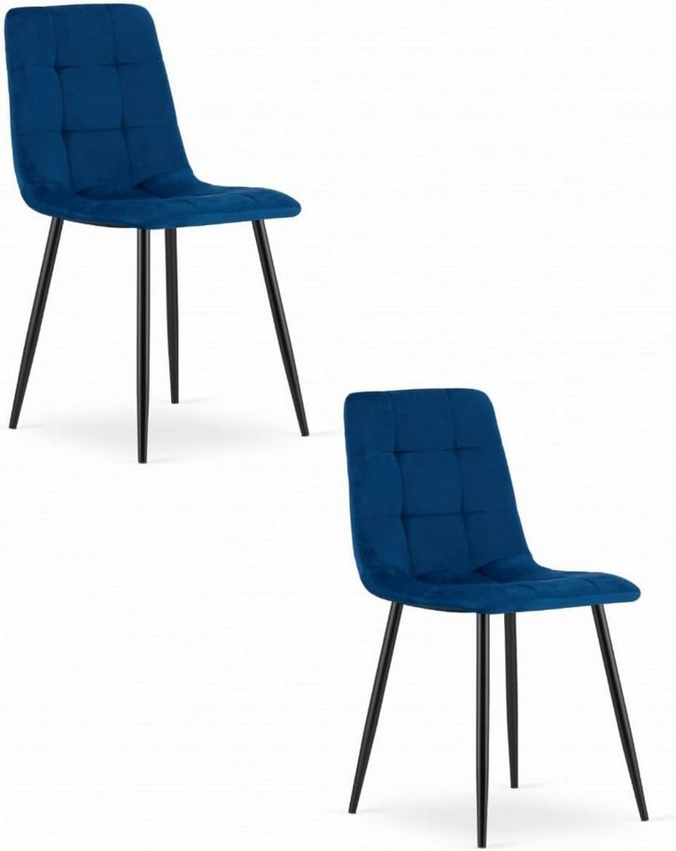 Best for Home Esszimmerstuhl Veloursstuhl dunkelblau, ergonomisch, Metallbeine & langlebig, 2er-Set von Best for Home