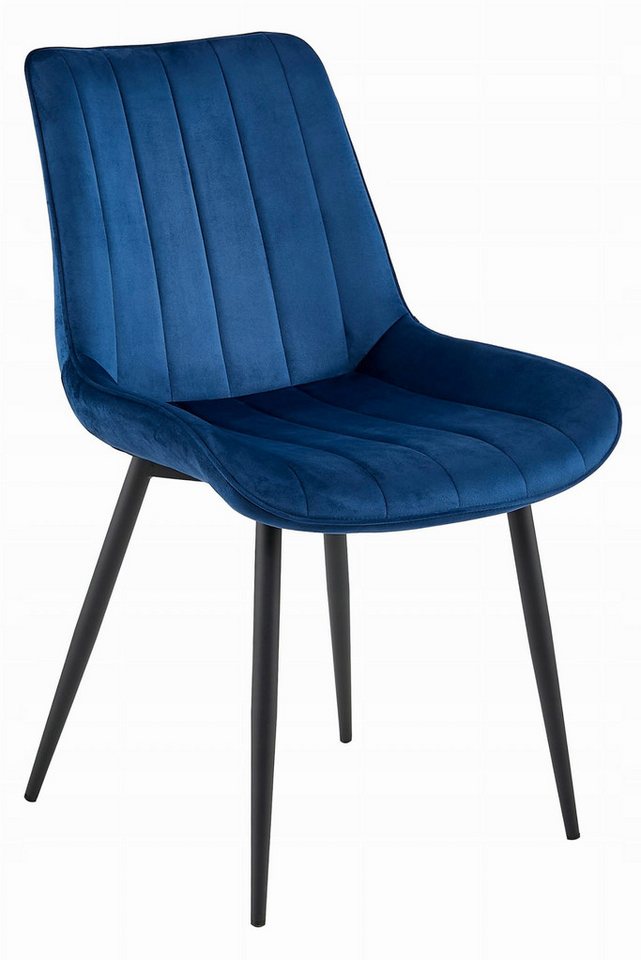 Best for Home Esszimmerstuhl SOSA Stuhl Navyblau – Veloursbezug, Metallbeine, 88 cm von Best for Home