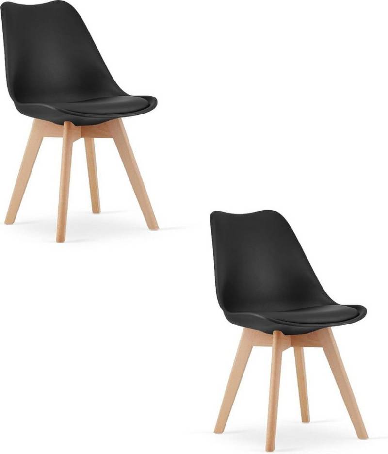 Best for Home Esszimmerstuhl Stühle in Schwarz – Komfort und Stil mit Holzbeinen, Set von 2 von Best for Home
