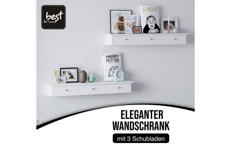Best for Home Hängeschrank Wandregal Weiß mit Schubladen – 80 cm, praktisch & vielseitig von Best for Home