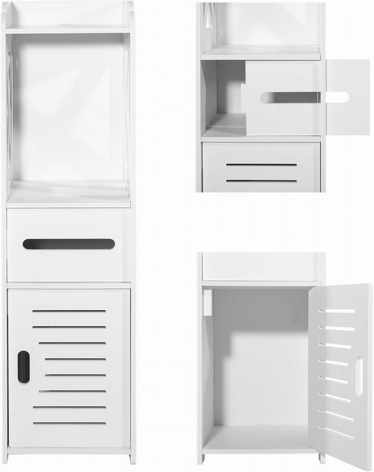 Best for Home Hochschrank Best For Home Badezimmerschrank Schmal & Hoch Weiß 25 cm Tief von Best for Home