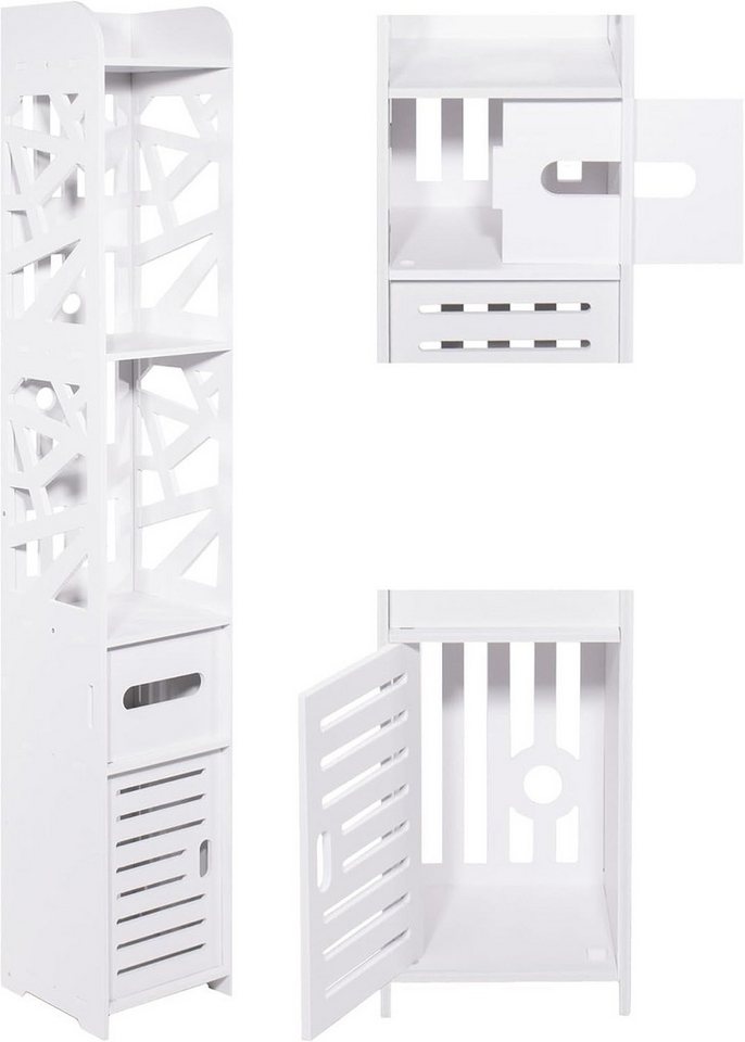 Best for Home Hochschrank Best For Home Badezimmerschrank Schmal & Hoch Weiß 20 cm Tief von Best for Home