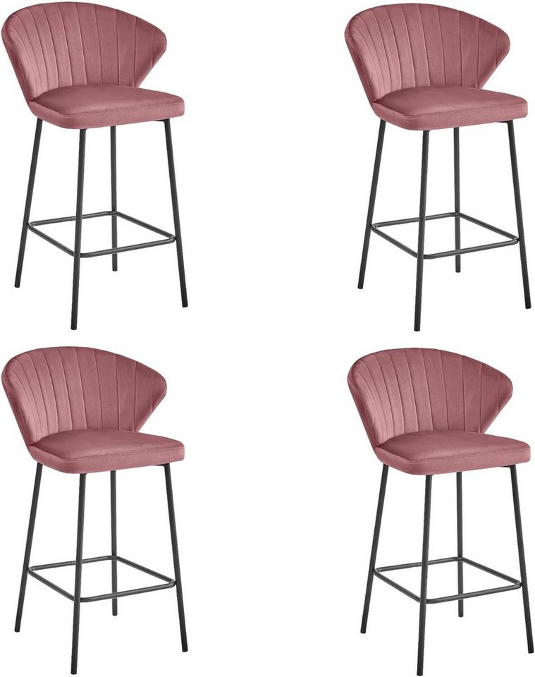 Best for Home Hocker Barhocker Dunkelrosa mit Fußstütze – modern, bequem & stabil von Best for Home