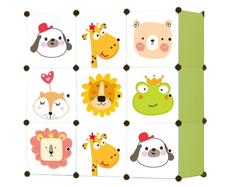 Best for Home Kinderkleiderschrank Modularer Kinderkleiderschrank mit Märchenmotiv – 9 Würfel, bunt von Best for Home