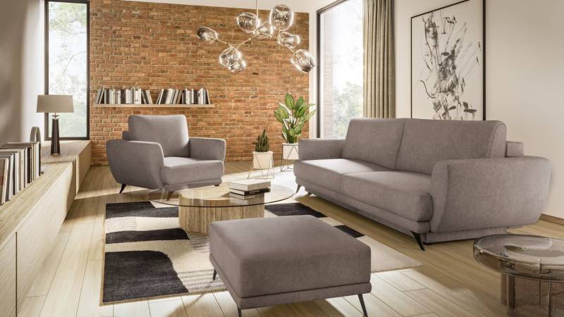 Best for Home Polstergarnitur Megis, (Set, 3-tlg., 3er-Sofa mit Schlaffunktion, Sitzhocker, Sessel), Sofa mit Bettfunktion von Best for Home