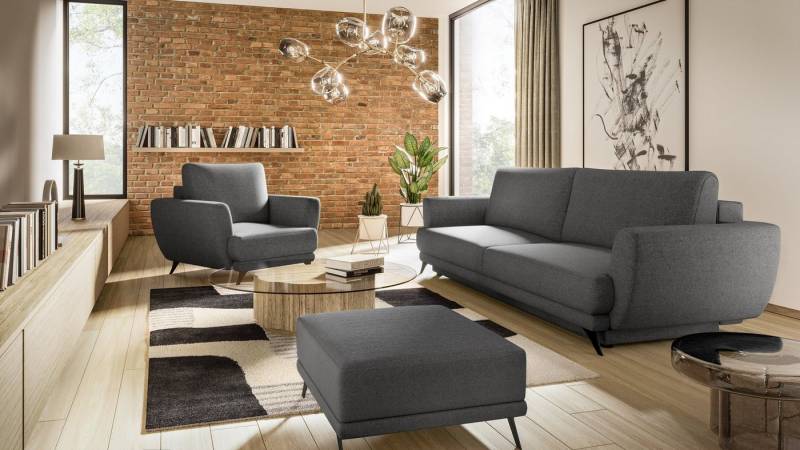 Best for Home Polstergarnitur Megis, (Set, 3-tlg., 3er-Sofa mit Schlaffunktion, Sitzhocker, Sessel), Sofa mit Bettfunktion von Best for Home