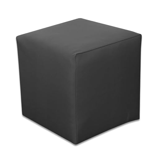 Best for Home - Sitzhocker Sitzwürfel | Bodenkissen Hocker | Sitzwürfel Kunstleder | Fußhocker Wohnzimmer | Fußhocker gepolstert | Sitzwürfel 40x40x40 | Sitzwürfel Holzwerkstoff (Dunkelgrau) von Best for Home