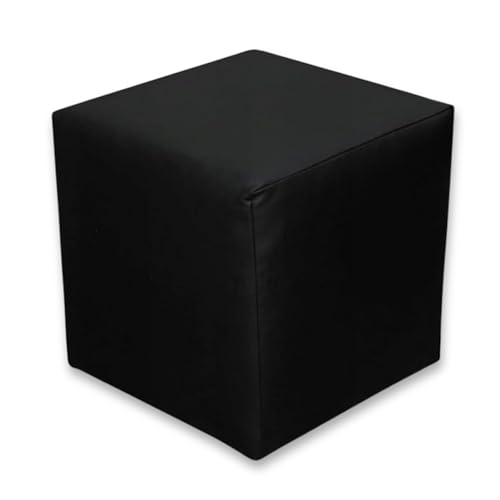 Best for Home | Sitzhocker Sitzwürfel | Bodenkissen Hocker | Kunstleder Pouf | Fußhocker Wohnzimmer | Fußhocker Gepolstert | Sitzwürfel 40x40x40 | Sitzhocker Holzwerkstoff | Ottoman (Schwarz) von Best For Home