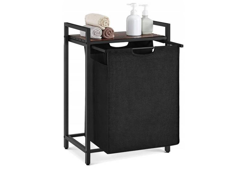 Best for Home Wäschebox Wäschekorb 65 L, 1 Fach–Loft-Stil, Schwarz/Braun, mit Ablage & Gestell von Best for Home