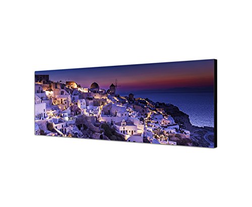 Best for Home Wandbild auf Leinwand als Panorama in 120x40 cm Griechenland, Santorin oder auch Santorini in Griechenland von Best for Home