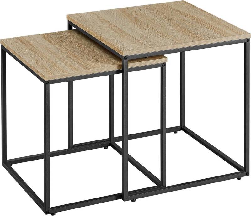 Best for Home Wohnzimmertisch 2er Set Couchtische quadratisch – Sonoma Eiche & schwarzes Gestell von Best for Home