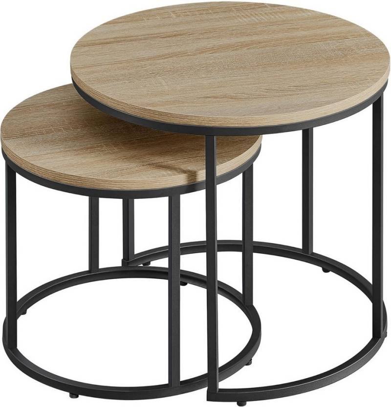 Best for Home Wohnzimmertisch Industrielle 2er-Set Couchtische – Eiche/Schwarz, Runde Beistelltische von Best for Home