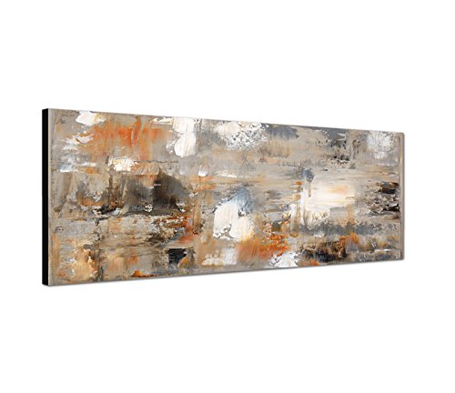 Wandbild auf Leinwand (Leinwandbild) als Panorama in 120x40 cm abstrakte Kunst-Malerei braun grau abstrakt in tollen Farben und immer ein Hinkucker ! von Best for Home
