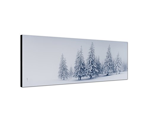 Wandbild auf Leinwand als Panorama in 120x40 cm Winterwald mit schneebedeckten Tannen. Tolles Natur- Landschaftsbild mit Schnee und Tannen im Nebel Wandbild auf Leinwand als Panorama in 120x40 cm Winterwald mit schneebedeckten Tannen. Tolles Natur- Landschaftsbild mit Schnee und Tannen im Nebel von Best for Home