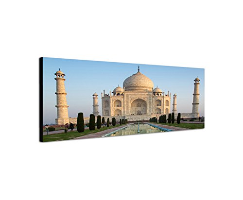 Wandbild auf Leinwand als Panorama in 120x40cm Indien Taj Mahal Wasser Spiegelung von Best for Home