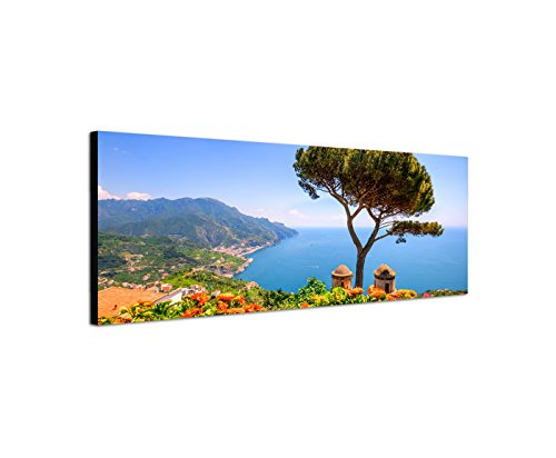 Wandbild auf Leinwand als Panorama in 120x40cm Italien Amalfi-Küste Meerblick Sommer von Best for Home
