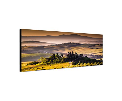 Wandbild auf Leinwand als Panorama in 120x40cm Italien Toskana Landschaft Weinberge von Best for Home