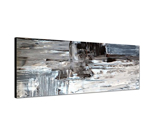 Wandbild auf Leinwand als Panorama in 120x40cm Kunstmalerei abstrakt braun grau von Best for Home