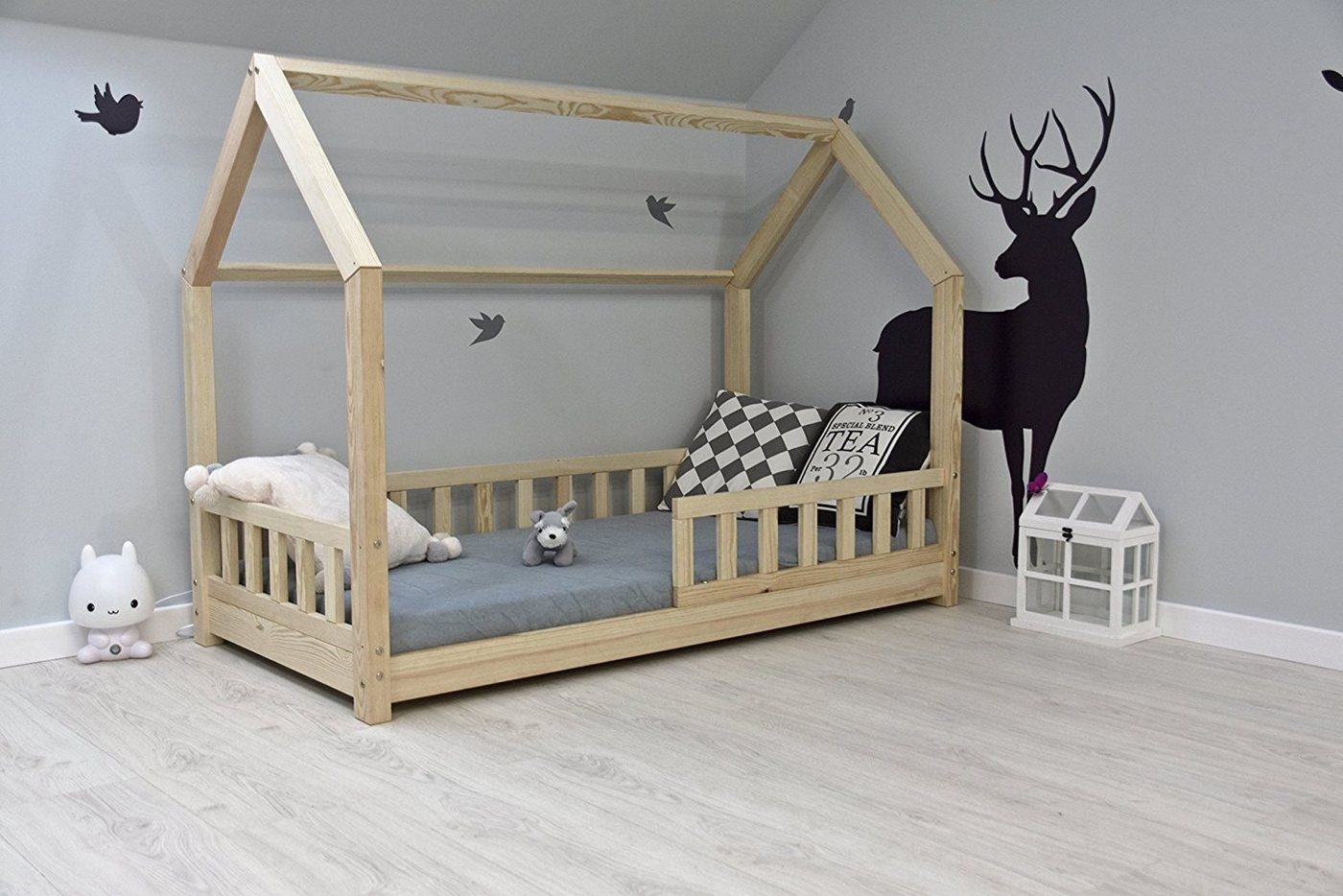 Best for Kids Hausbett Mit Matratze, Ohne Matratze (70x140 80x160 80x180 90x160 90x180 90x190 90x200 140x200), mit Rausfallschutz und Lattenrost, TOP Preis-Leistungs-Verhältnis von Best for Kids