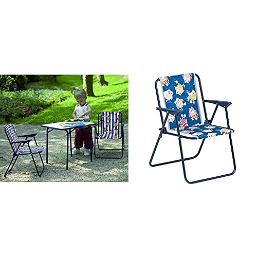 Best 35500020 Kinder-Camping-Tisch 60 x 40 cm, blau & BEST 35210020 Kinder-Camping-Klappsessel, blau von Best