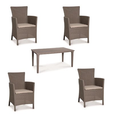 BEST 96190095 9-teilig Set, Sessel Napoli mit Tisch Genua, cappuccino / sand von BEST