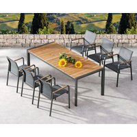 BEST Gartenmöbelset »Paros«, 6 Sitzplätze, Aluminium/Teakholz - grau von Best