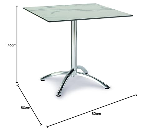 Best Firenze 80x80 cm eckig, Silber/Marmor Klapptisch, Aluminium, 80 x 80 x 73 cm von BEST