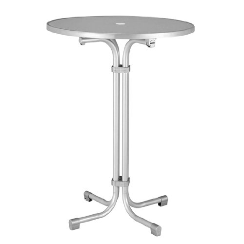 BEST Stehtisch klappbar Multiflex Ø 80cm, Silber I Runder Bistrotisch I 110cm Tischhöhe I Wetterfest & UV-beständig I Stabiles Stahlrohrgestell von BEST