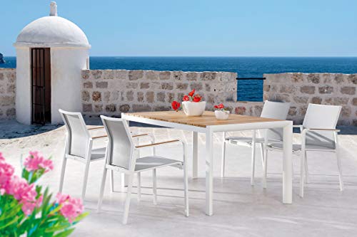 Best 5-TLG. Paros+Tisch Paros 160x90cm Weiss, Mittel von BEST