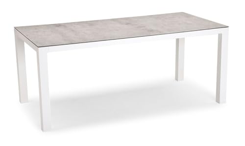 Best Houston 160x90 cm Weiss/Silber Esstisch, Gartentisch, Tisch, Aluminium von BEST