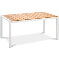Best Freizeitmöbel Aluminium Tisch Paros 210 x 90 cm weiss/Teakholz Loungetisch von BEST FREIZEITMÖBEL GMBH