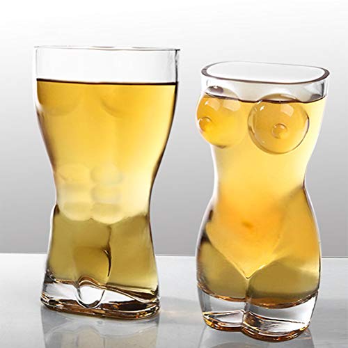 BestAlice 2-teiliges Damen- und Herren-Körperform-Glasbecher-Set, Champagnerbecher, Körper-Schnapsglas für Wodka, Whisky, Bier, Lustiges Geschenk, Party-Schnapsglas (M) von BestAlice