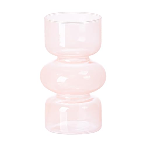 BestAlice Klare Vasen für die Dekoration, Glas-Hydrokultur-Blumenvasen, 7-Zoll-Vasen aus Farbigem Glas für Blumen, Dreischichtige Glas-Funky-Vasen für Wohnzimmer, Hochzeit, Tafelaufsatz,(Rosa) von BestAlice