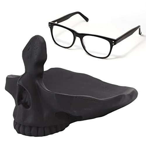 BestAlice Totenkopf-Brillenständer, Brillenhalter, Ständer, Nasenform, Brillenständer, Lustige Tischdekoration, Praktischer Statue-Brillenhalter mit Ablageschale für Zuhause, Schwarz von BestAlice