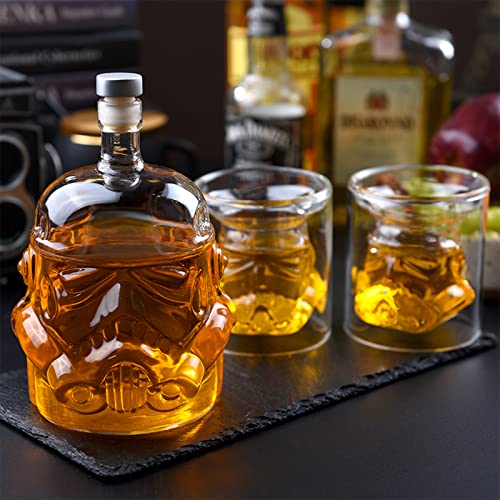 BestAlice Transparentes kreatives Whisky-Dekanter, 750 ml Whiskey-Dekanter-Set mit 2 Gläsern, Whisky-Karaffe, transparentes Glas, personalisierte Dekanter, Geschenke für Bourbon, Scotch, Whisky von BestAlice