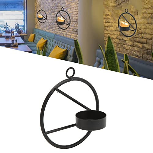BestAlice Wand-Kerzenhalter, Stumpenkerzen-Wandleuchter, Schwarz, Modern, Minimalistisch, Metall, Rund, Wand-Kerzenhalter, Wanddekoration, Geschenk von BestAlice