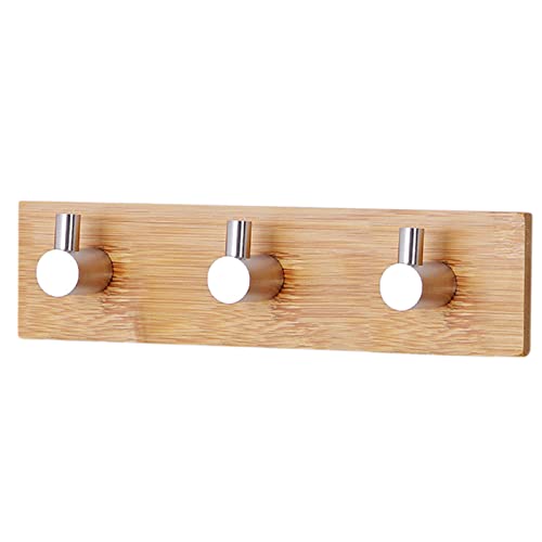 BestAlice Wandgarderobenhaken mit Holz-Bambussockel, selbstklebende Haken, Edelstahl-Wandtuchhaken für Küche, Bad (18 cm) von BestAlice