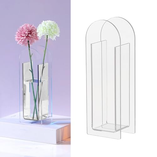 INIFLM Klare Vase für Blumen, Minimalistische Bunte Vase, Dekorativ, Moderne Klare Acrylvase, Klare Acryl-Regenbogenglasvasen für Tafelaufsätze, Einzigartige Vasendekoration(Transparentes Weiß) von BestAlice