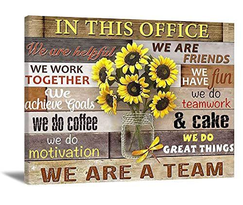 Inspirierende Wandkunst für Büro, Motivationszitate, Wanddekoration in diesem Büro, Leinwandbild "We Are A Team" für moderne Büro-Wanddekoration, Sonnenblumen-Bilder, Kunstwerk für Wohnzimmer von TarrZhine