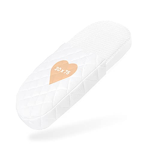 BestCare Babybettmatratze Aero 30x75 x 6cm für Stubenwagen oval Kinderbett Babymatratze Kinderwagen Wiege Babybett waschbarer Aloe Vera Bezug Optimale Luftzirkulation Standard 100 by Oeko-TEX von BestCare