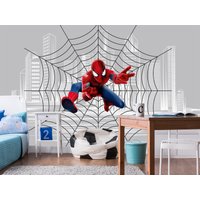 Spiderman Tapete Zum Abziehen Und Aufkleben Teenager Jungen Zimmer, Superheld Wandbild Kinder, Stadtbild Kleinkind Spielzimmer, Kinderzimmer Wanddeko von BestDecals